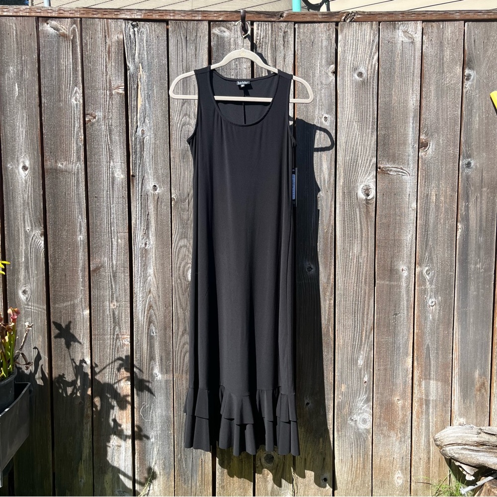 Nicole Miller New York black ruffle midi dress size small